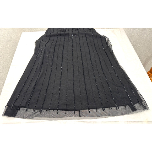 Adrianna Papell Black Beaded Maxi Formal Whimsigoth Fairy Sz 2 Ethereal - Picture 8 of 10